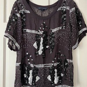 Beaded and Detailed Sheer Top